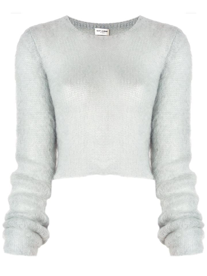 Saint Laurent Textured Cropped Sweater - Blue