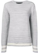 The Elder Statesman Cashmere Stripe Detail Sweater - Grey