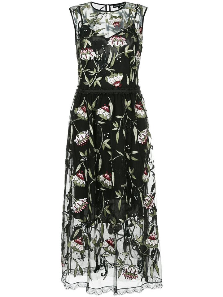 Markus Lupfer Sheer Floral Print Dress - Black