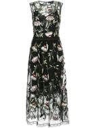 Markus Lupfer Sheer Floral Print Dress - Black