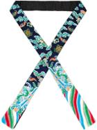 Xander Zhou Oriental Motif Embroidered Scarf