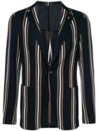 Tagliatore Striped Single Breasted Blazer - Blue