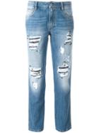 Ermanno Scervino Distressed Jeans, Women's, Size: 42, Blue, Cotton/polyamide/spandex/elastane/glass