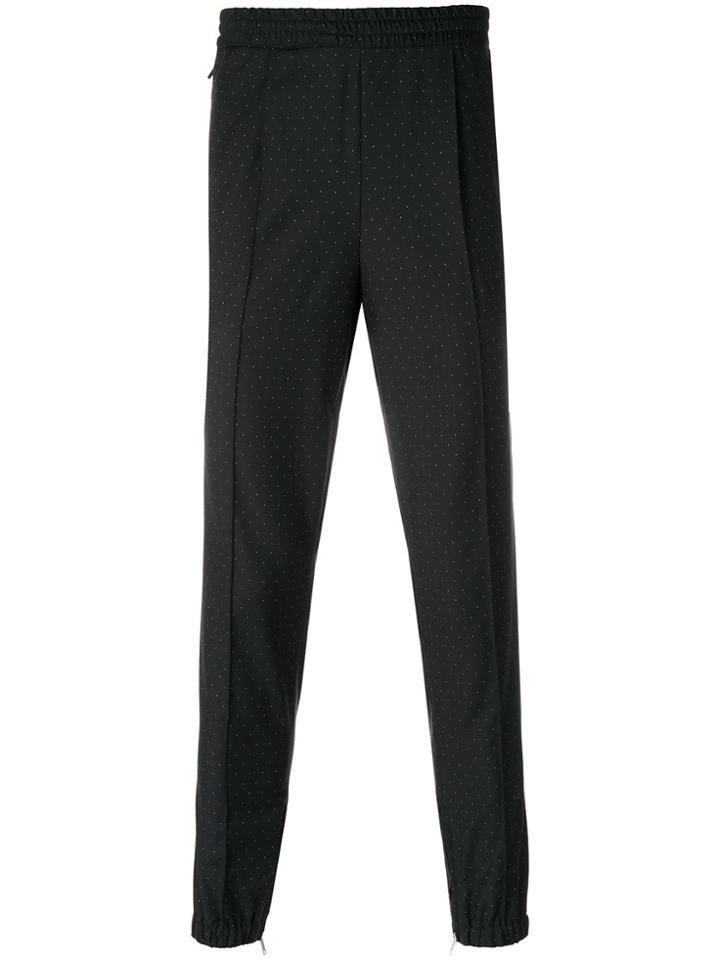 Kris Van Assche Micro Polka-dot Elastic Trimmed Trousers - Black