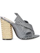 No21 Gingham Abstract Bow Mules - Black