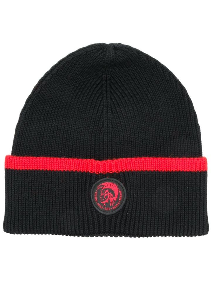 Diesel Logo Patch Beanie - Black