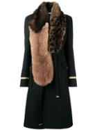 Givenchy Mixed Fur Collar Military Coat, Women's, Size: 36, Black, Viscose/wool/possum Fur/muskrat