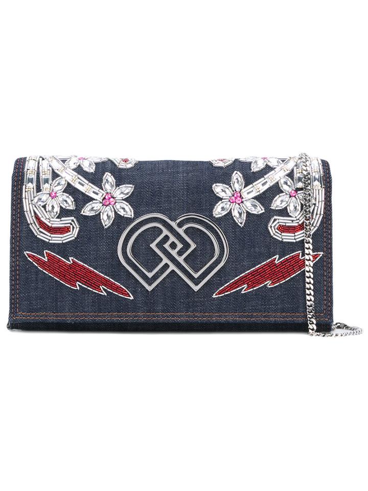 Dsquared2 - Embellished Denim Clutch Bag - Women - Cotton/polyamide/viscose/polyurethane Resin - One Size, Women's, Blue, Cotton/polyamide/viscose/polyurethane Resin