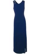 Boutique Moschino Side Slit Evening Dress - Blue