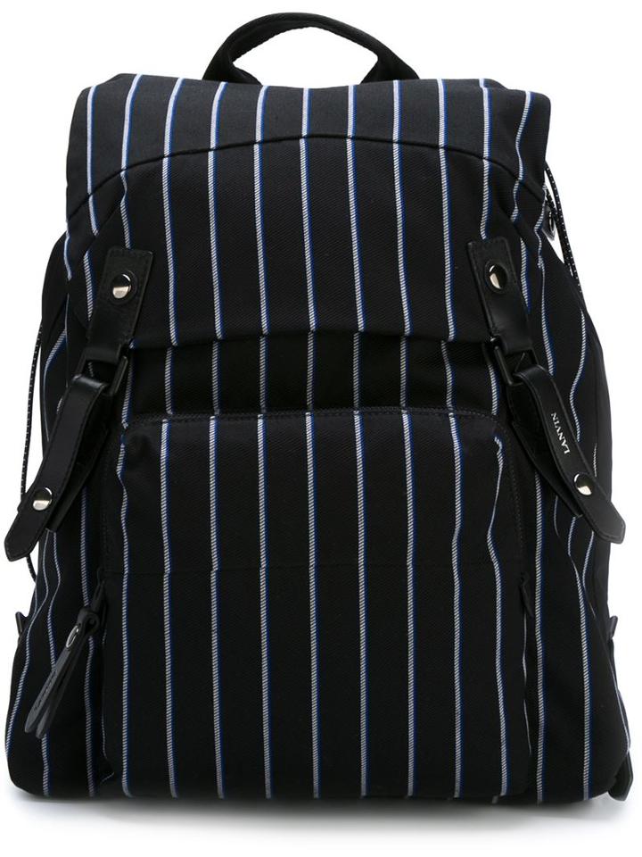 Lanvin Striped Backpack, Black, Cotton/polyester