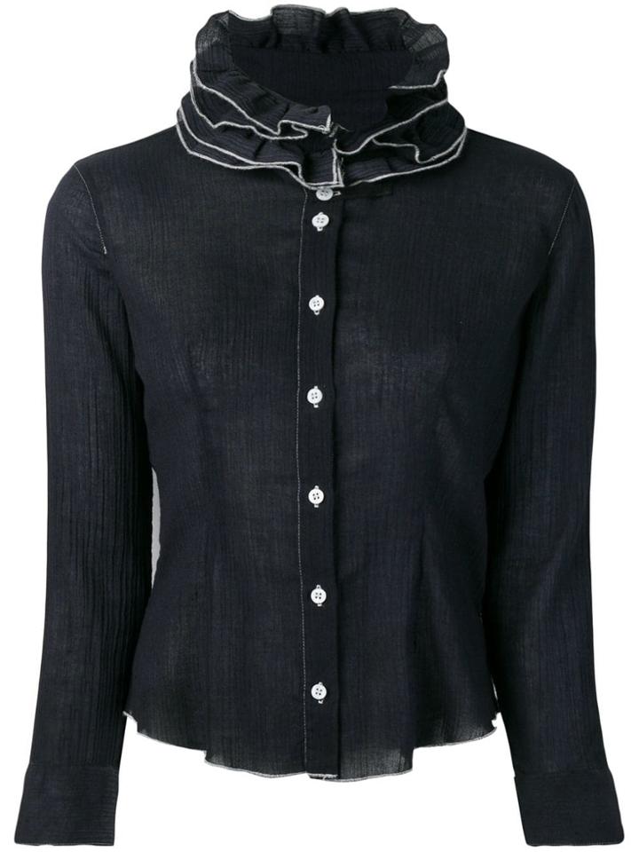 Giorgio Armani Vintage 2000's Ruffled Shirt - Blue