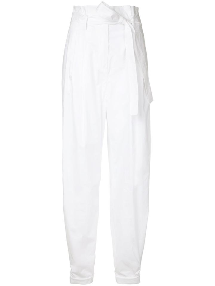 Paule Ka High Waist Woven Pants - White