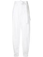 Paule Ka High Waist Woven Pants - White