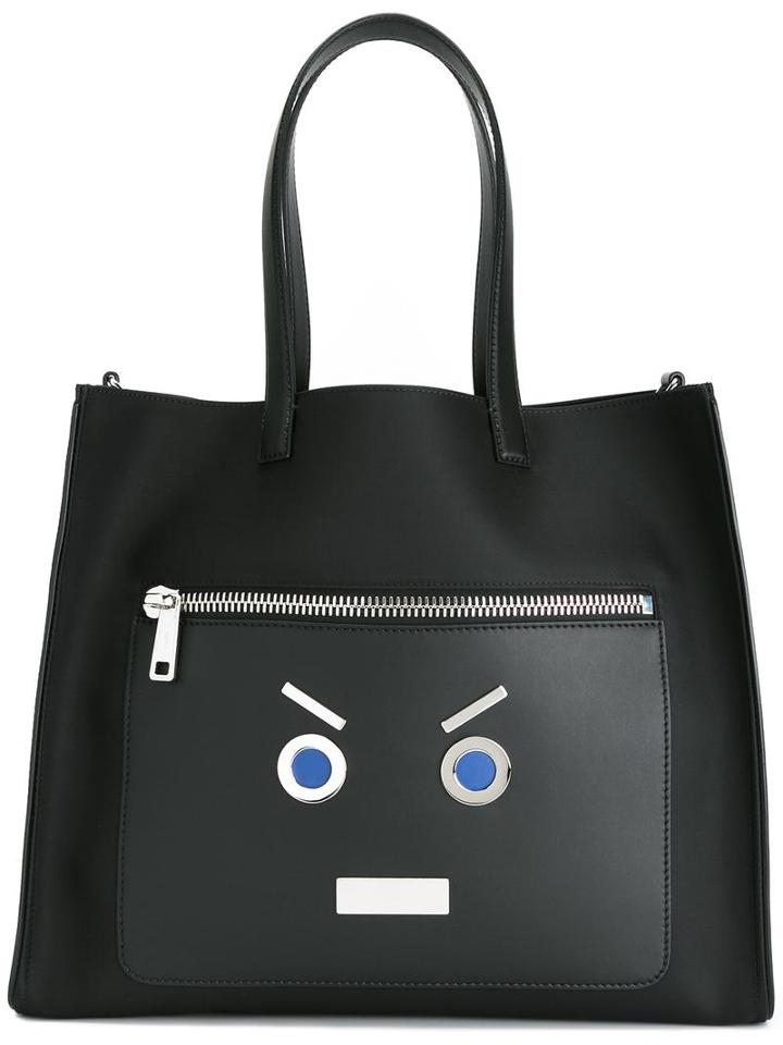 Fendi No Words Shopper Tote, Men's, Black, Polyamide/polyester/polyurethane/calf Leather