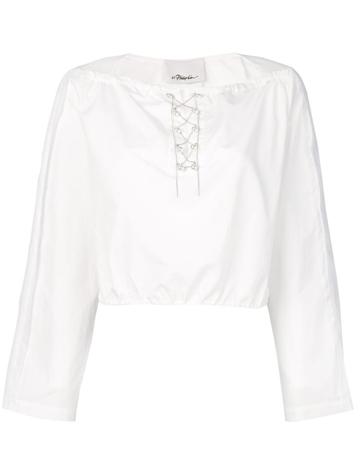 3.1 Phillip Lim Pearl Trim Cropped Top - White