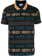 Kenzo Jacquard Logo Knitted Polo Shirt - Black