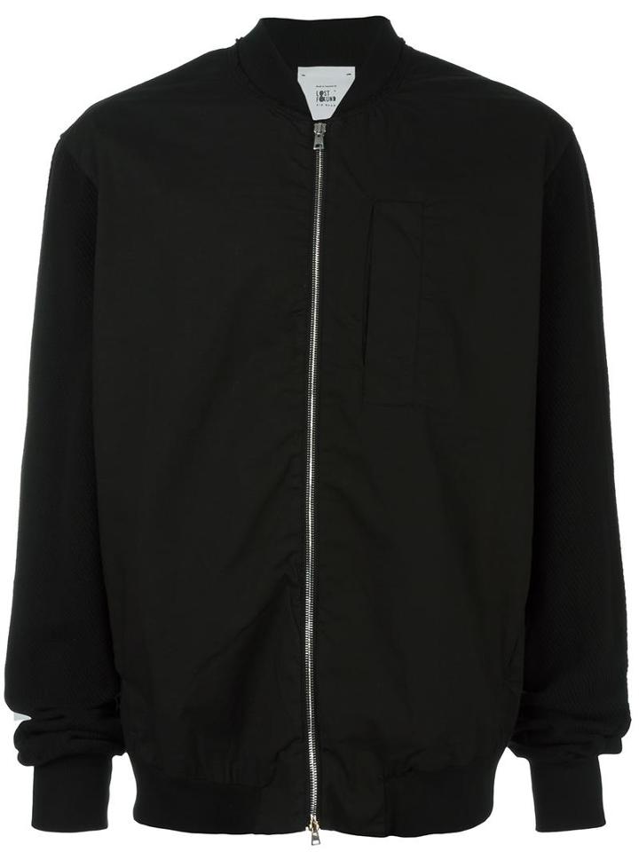 Lost & Found Rooms Zipped Bomber Jacket, Men's, Size: Medium, Black, Cotton/spandex/elastane