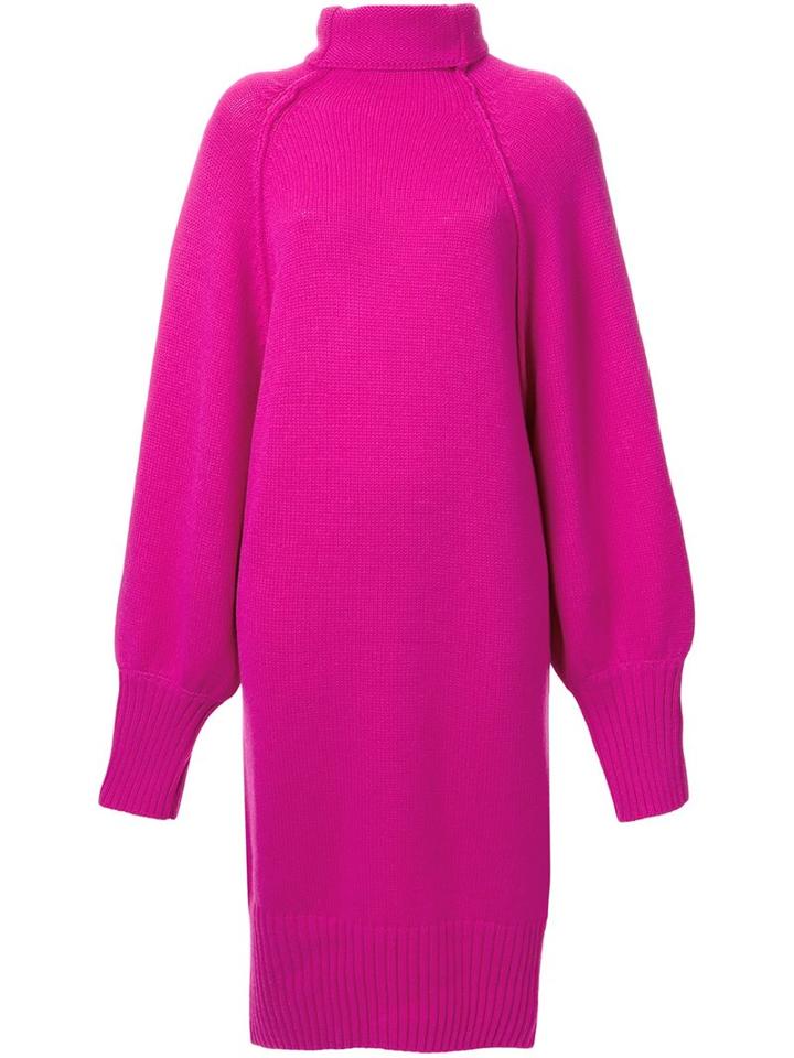 G.v.g.v. Raw Edge 'funnel Neck' Dress, Women's, Size: Xs, Pink/purple, Wool