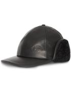 Burberry Shearling And Leather Baseball Cap - Black
