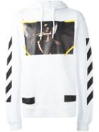 Off-white Printed Hoodie, Men's, Size: Small, White, Cotton