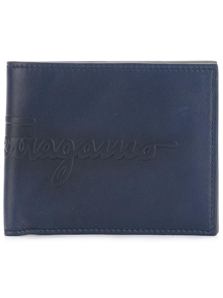 Salvatore Ferragamo Logo Embossed Wallet - Blue