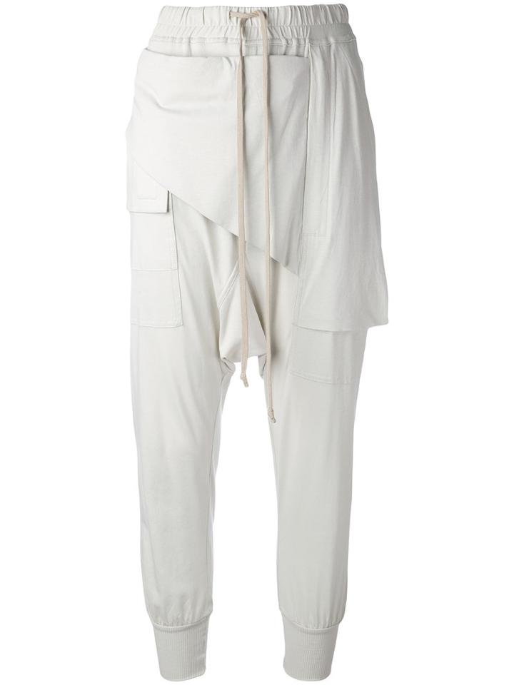 Rick Owens Drkshdw - Draped Drawstring Trousers - Women - Cotton - S, Nude/neutrals, Cotton