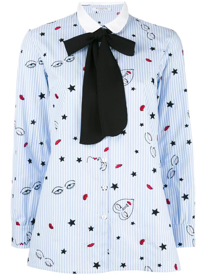Vivetta Pussy-bow Collar Shirt, Women's, Size: 44, Blue, Cotton/polyester