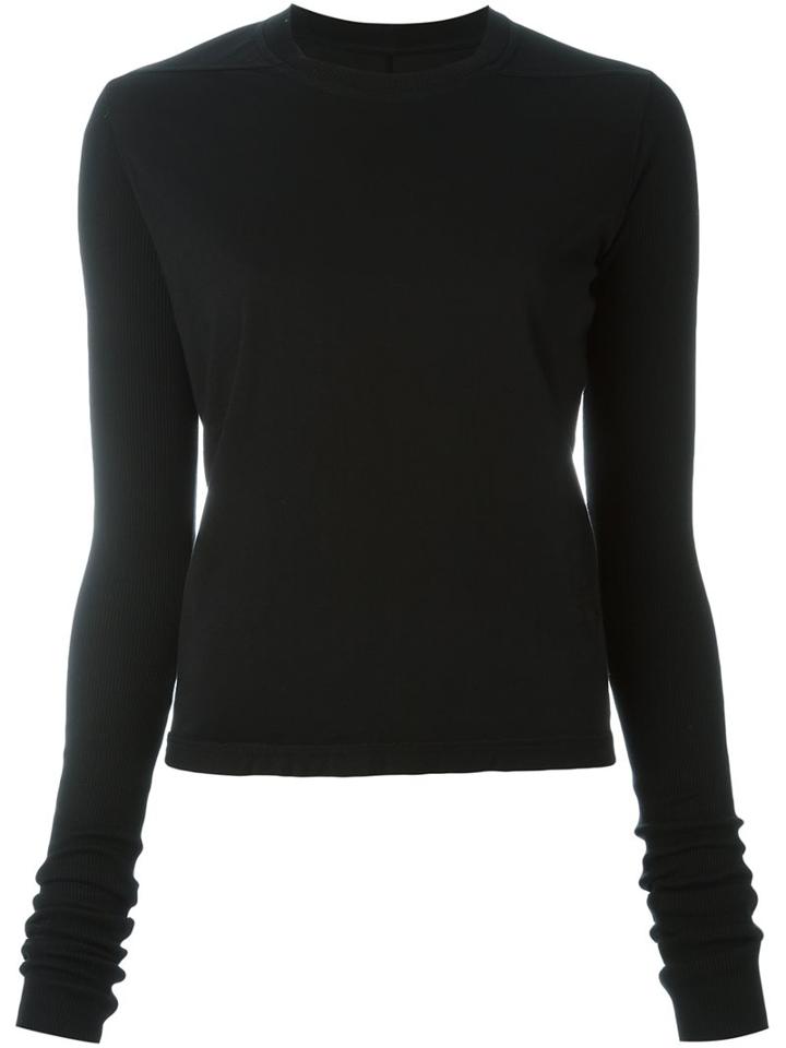 Rick Owens Drkshdw Longsleeved Short Knitted Blouse, Women's, Size: Small, Black, Cotton