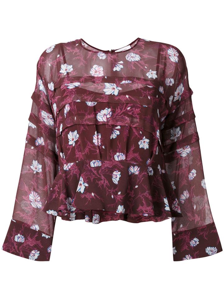 Carven Floral Print Blouse - Pink & Purple