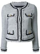 Loveless Frayed Edge Tweed Jacket, Women's, Size: 34, White, Cupro/cotton/acrylic/rayon
