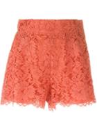 Dolce & Gabbana Floral Lace Shorts, Women's, Size: 38, Yellow/orange, Cotton/viscose/polyamide/spandex/elastane