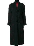 Romeo Gigli Vintage Contrasting Embroidery Coat - Black