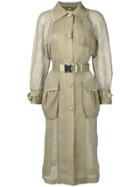 Fendi Perforated Belted Trench Coat - Green