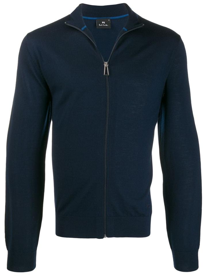 Ps Paul Smith Zip Front Cardigan - Blue