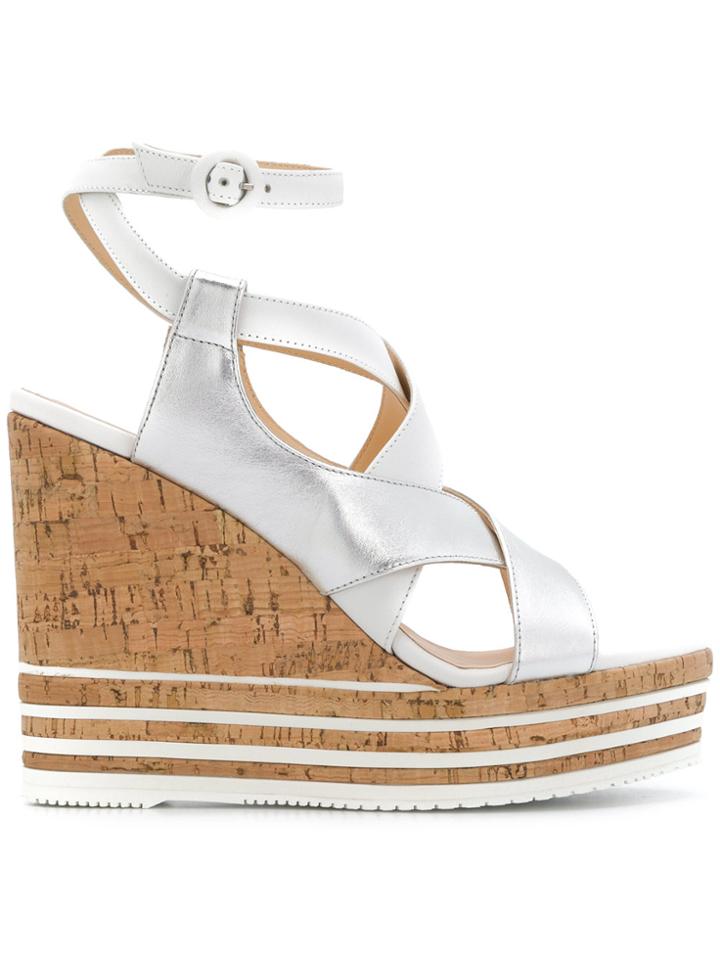 Hogan Interwoven Strap Wedges - Grey