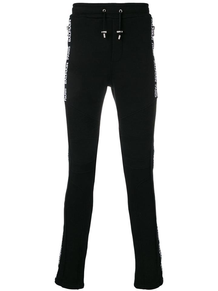 Balmain Logo Stripe Track Pants - Black