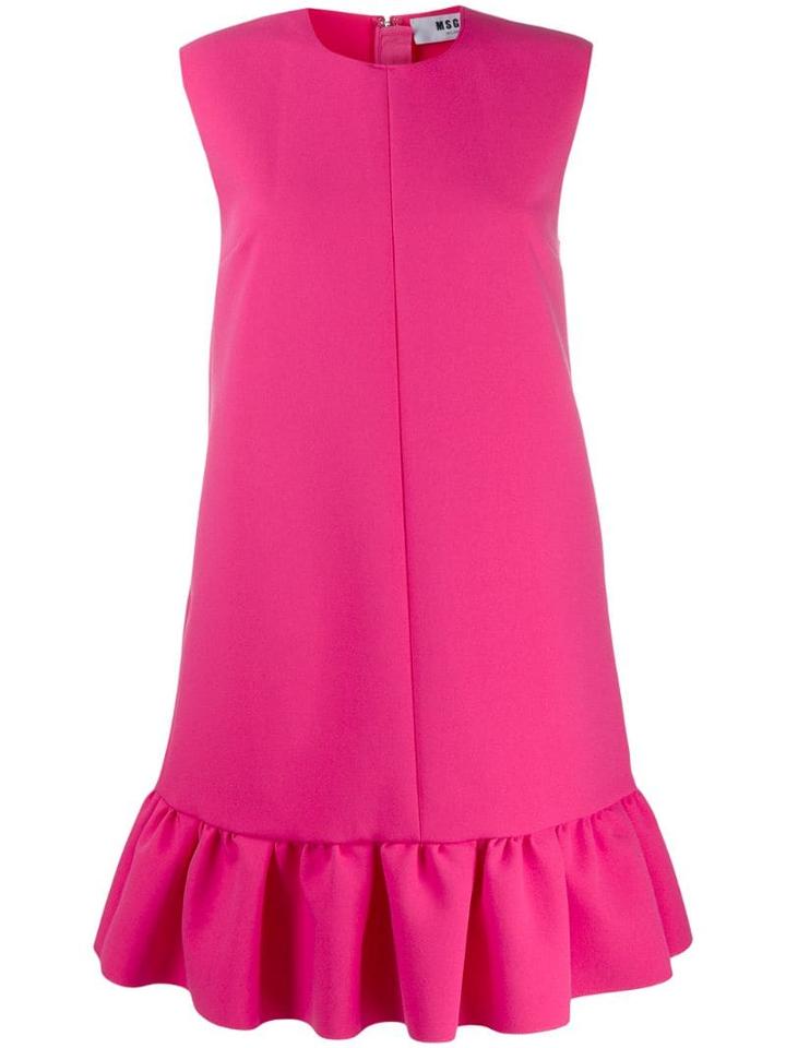 Msgm Shift Dress With Ruffle Trim - Pink