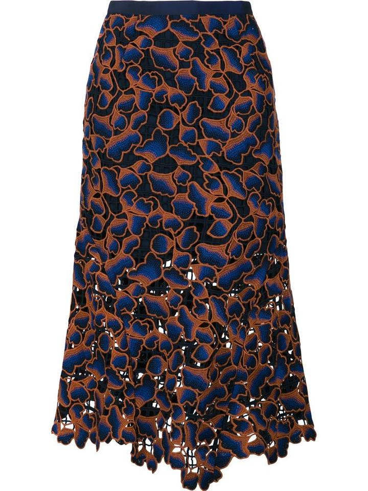 Saloni Cut-off Detailing A-line Skirt, Women's, Size: 6, Black, Polyester