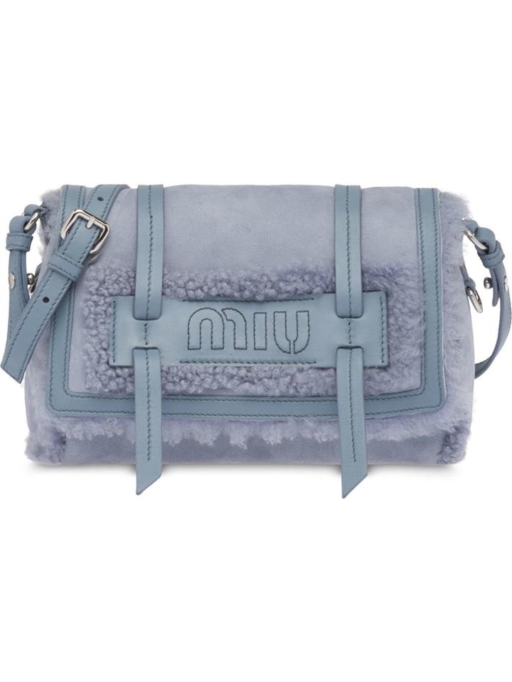 Miu Miu Shearling Shoulder Bag - Blue