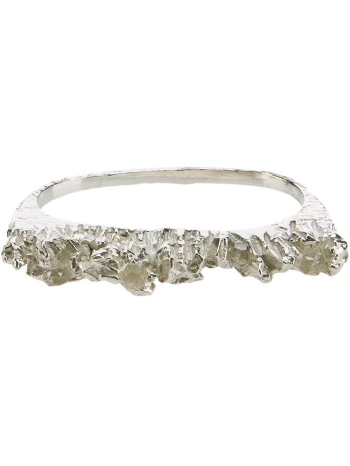 Niza Huang Under Earth Two Finger Ring, Women's, Metallic, Silver