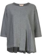 Marni Asymmetric Hem Pleated Top - Grey