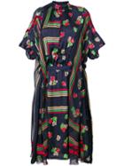 Sacai - Geometric And Floral Print Sheer Dress - Women - Polyester/cupro - 1, Blue, Polyester/cupro