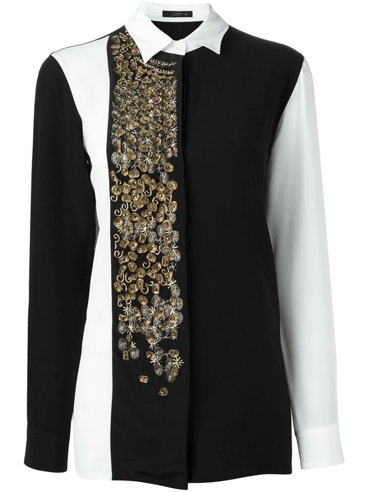 Etro Colour Block Blouse, Women's, Size: 44, Black, Silk/polyester/glass/brass