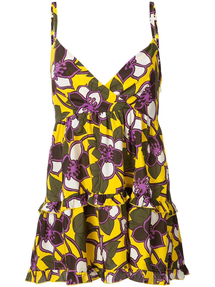 P.a.r.o.s.h. - Flared Floral Camisole Top - Women - Silk - 40, Yellow/orange, Silk