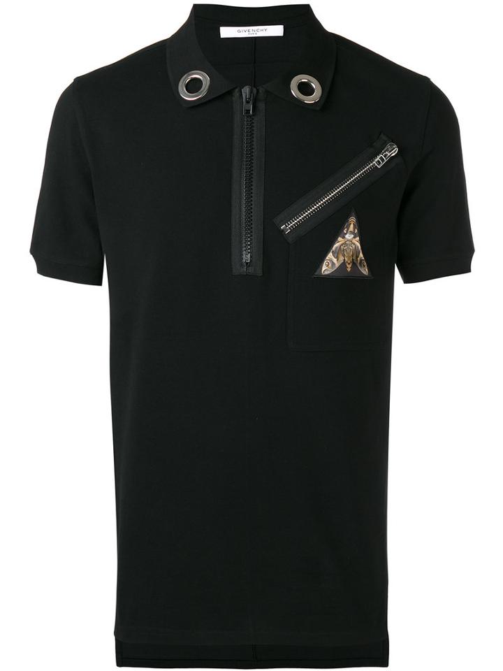 Givenchy Zip Patch Polo Shirt, Men's, Size: Xs, Black, Cotton/polyester