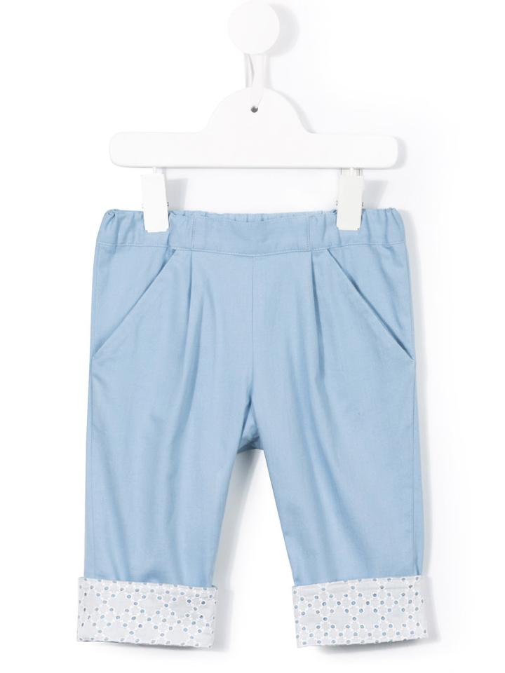 Familiar - Hem Detail Cropped Trousers - Kids - Cotton/polyurethane - 3 Yrs, Blue