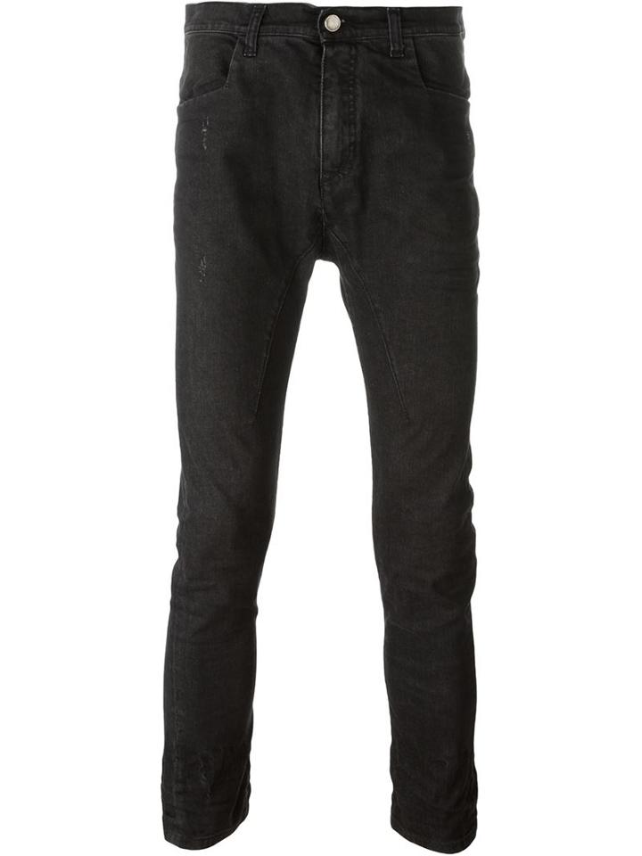 Poème Bohémien Light Distressed Skinny Jeans, Men's, Size: 48, Black, Cotton/spandex/elastane