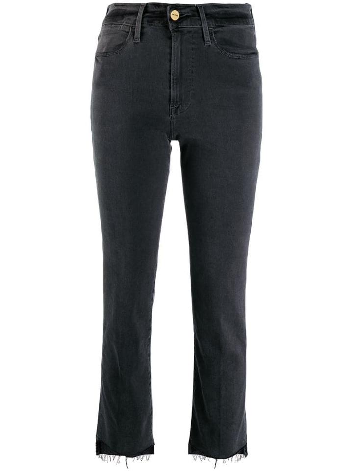 Frame Distressed Cropped Jeans - Grey