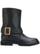 Bally Textured Buckle Boots - Black