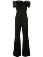 Aidan Mattox Fitted Jumpsuit With Tulle Structure - Black
